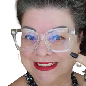 Oculos De Grau Narriman Transparente Quadrado Bem Grande