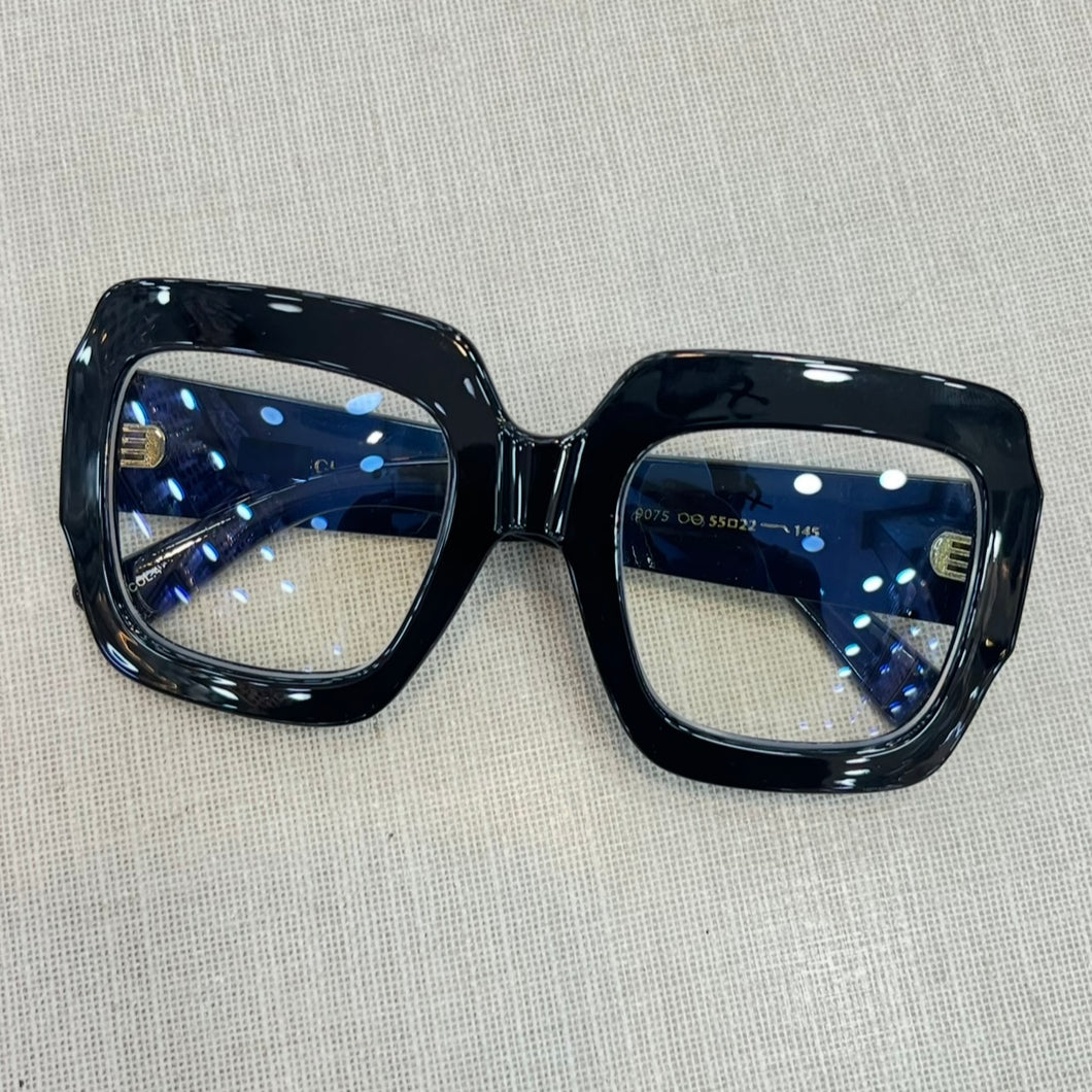 Armação de Grau Preta Quadrada Grande Haste Grossa Glamour