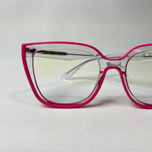 Carregar imagem no visualizador da galeria, Óculos Quadrado Transparente Listra Rosa Neon