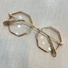 Carregar imagem no visualizador da galeria, Oculos De Grau Geométrico metal Dourado hexagonal Luxo