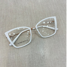 Carregar imagem no visualizador da galeria, Armação Gatinho Branco e Dourado Metal Mod. Laguna