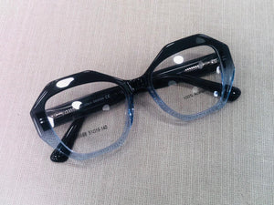 Óculos De Grau Azul Translúcido Degrade Geometrico