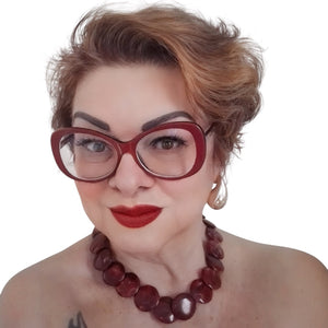 Oculos Redondo Vermelho Bordo Grande Chiquetoso