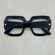 Carregar imagem no visualizador da galeria, Armação de Grau Preta Quadrada Grande Haste Grossa Glamour