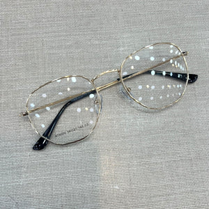 oculos de Grau Hexagonal Dourado Pantera Negra Metal Masculino