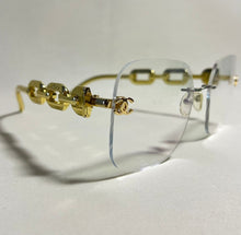 Carregar imagem no visualizador da galeria, Oculos Balgriff Parafusado Bem Grande Haste Corrente Dourada