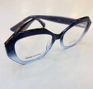 Armação Azul Grande Geométrica Oculos de Novela