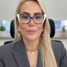 Carregar imagem no visualizador da galeria, Armação de grau Gatinha Marrom e Creme acetato