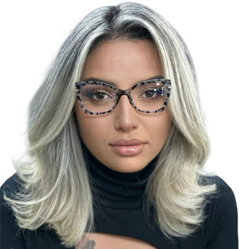 Armação feminina Oncinha Grande Quadrado Haste de Metal Rose