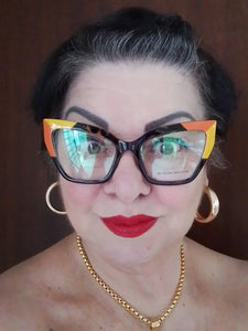 Óculos de Grau Oncinha Feminino Detalhe Laranja Gatinho Lindo