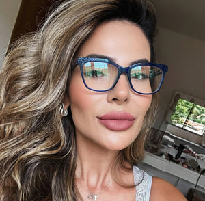 Oculos Quadrado Grande Azul Escuro Personalidades