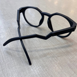 Oculos para grau HSTN Redondo Preto Fosco Haste Trabalhada