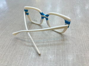 Armação para óculos de grau Branco e Azul Quadrado Grande