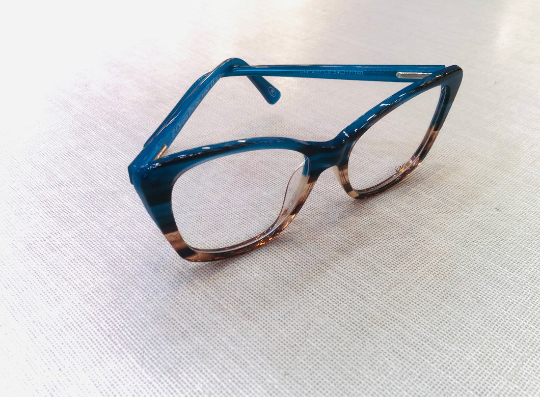 Óculos de grau azul Petróleo mesclado rajado Lindo  OFGGATAL10