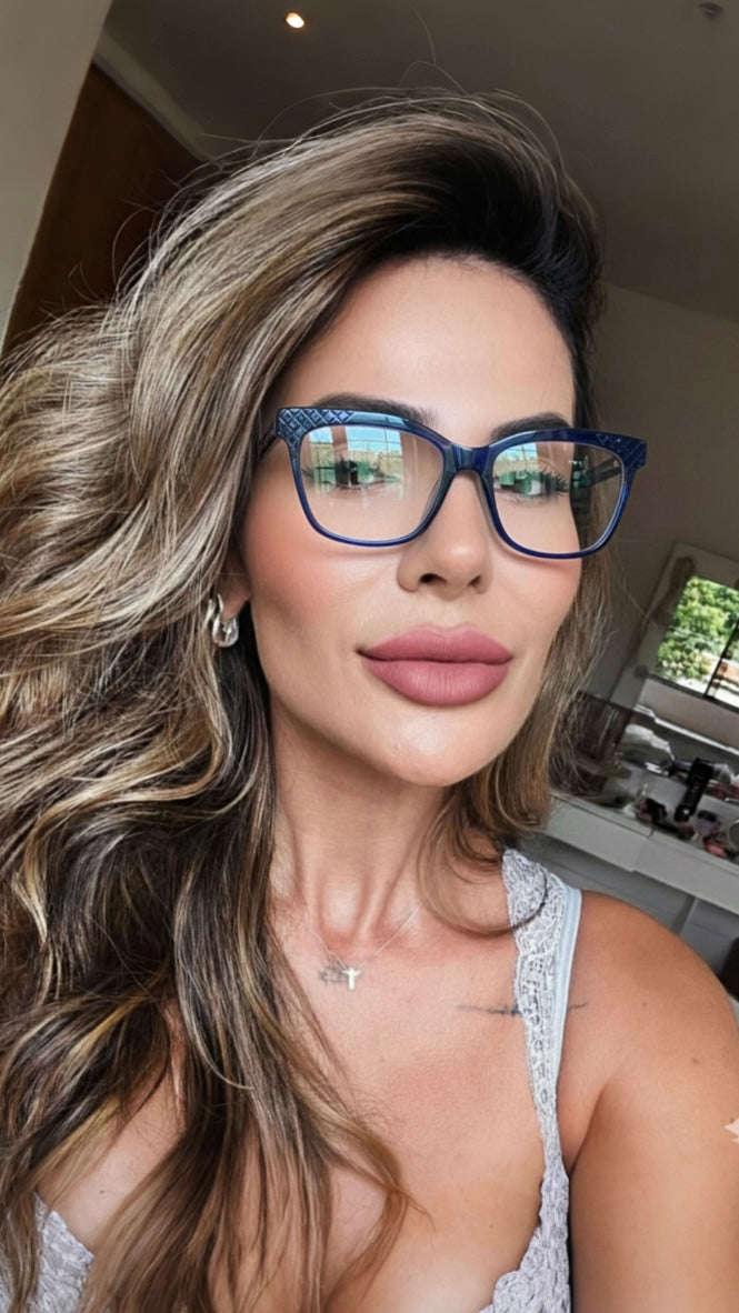 Armação Azul Translúcida Quadrada Grande Acetato