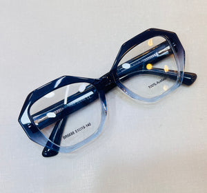 Armação Azul Grande Geométrica Oculos de Novela