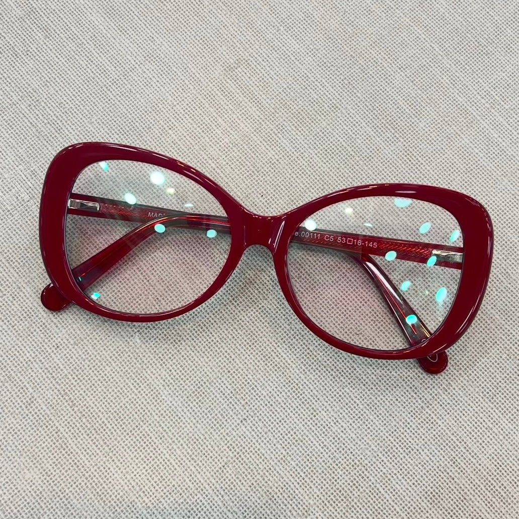 Oculos Redondo Vermelho Bordo Grande Chiquetoso