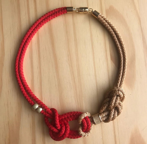 Colar Vermelho Chocker Ajustável Cordão Náutico Exclusivo