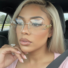 Carregar imagem no visualizador da galeria, Armação Virginia Lente Flutuante Haste Dourada Grande Quadrada
