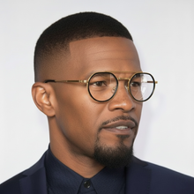 Carregar imagem no visualizador da galeria, Oculos Masculino Geometrico Preto e Dourado Jamie Foox