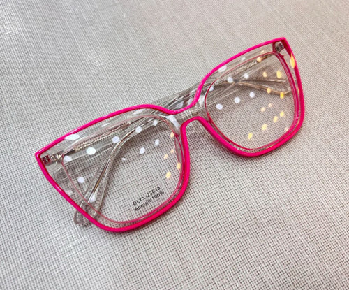 Armação Transparente listra Rosa Grande