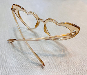 Oculos Ternura Formato Coração Dourado Transparente