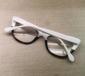 Oculos Gatinho Branco Duas Cores Acetato Lindo Minimalista