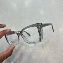 Carregar imagem no visualizador da galeria, Oculos De Grau transparente cinza Cristal grande quadrada OFGQUACA2