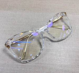 Oculos armação de grau feminino transparente haste dourada Cristal