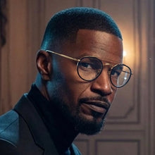 Carregar imagem no visualizador da galeria, Oculos Masculino Geometrico Preto e Dourado Jamie Fox