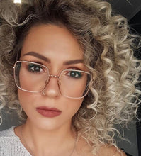 Carregar imagem no visualizador da galeria, Oculos de grau feminino dourado quadrado grande metal
