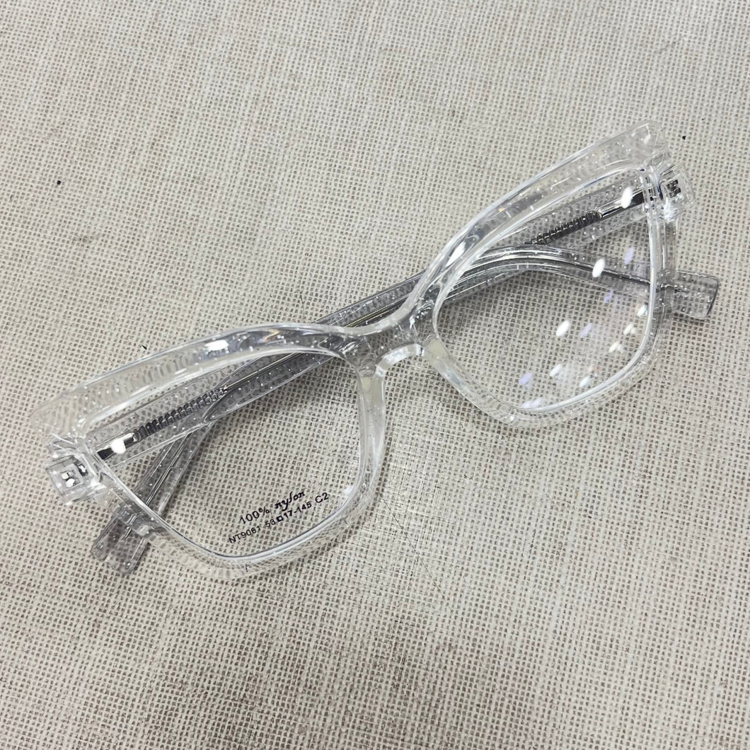 Armação Feminina Gliter Transparente Gatinha