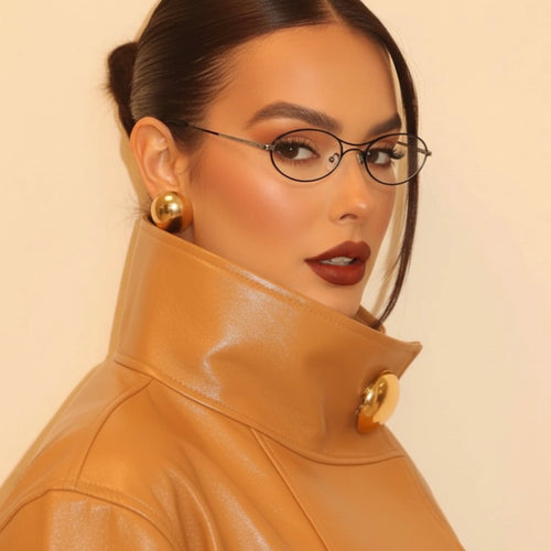 Oculos Ana Castela Preto Pequeno Oval Metal
