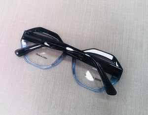 Óculos De Grau Azul Translúcido Degrade Geometrico