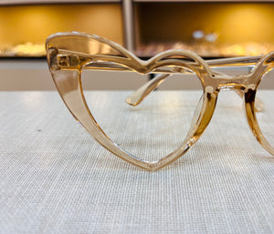 Oculos Ternura Formato Coração Dourado Transparente