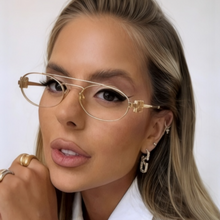 Carregar imagem no visualizador da galeria, Armação Oval Metal Dourada Aviador