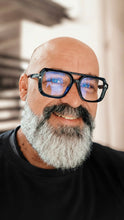 Carregar imagem no visualizador da galeria, Armação Masculina Quadrada Aviador Preta Grande Moderna