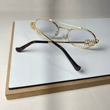 Carregar imagem no visualizador da galeria, Armação Oval Metal Dourada Aviador