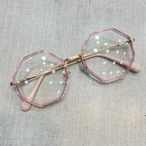 Armacao de Grau Hexagonal Transparente Rosa