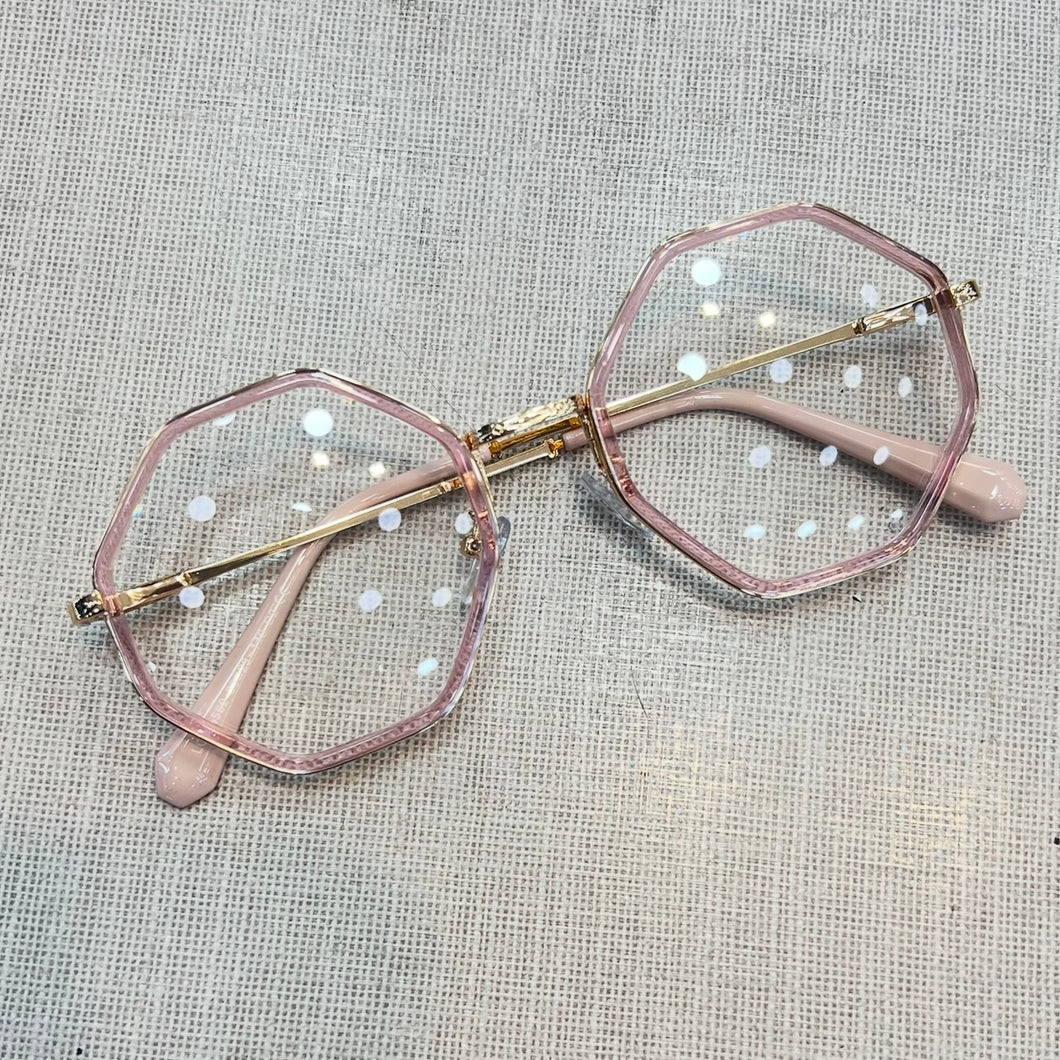Armacao de Grau Hexagonal Transparente Rosa