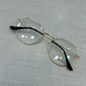 oculos de Grau Hexagonal Dourado Pantera Negra Metal Masculino