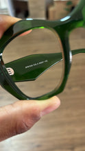 Carregar imagem no visualizador da galeria, Óculos de Grau Verde Musgo Haste Grossa Geometrico