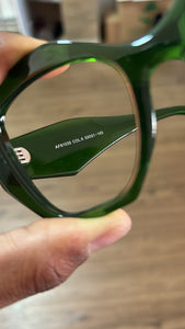 Óculos de Grau Verde Musgo Haste Grossa Geometrico