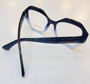 Armação Azul Grande Geométrica Oculos de Novela
