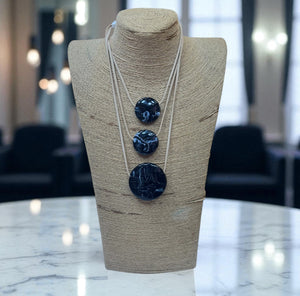 Colar Artesanal Pedra Preta Fio Encerado Minimalista