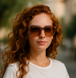 Oculos de sol gatinho transparente quadrado Champanhe