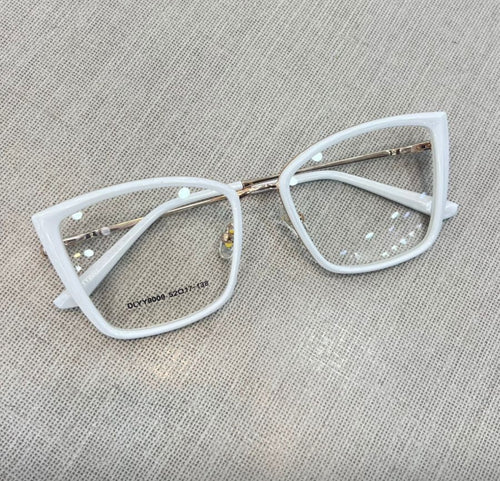 Armação de grau Gatinha Branco Metal Chiquetoso