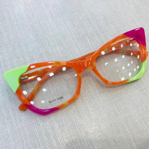 Oculos de Grau Laranja em Acetato Estilo Gatinho Lindo