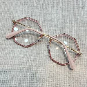 Armacao de Grau Hexagonal Transparente Rosa
