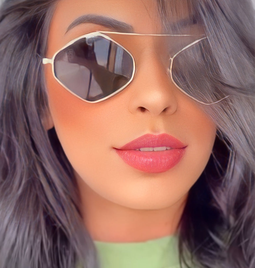 Oculos de sol Preto e dourado Geometrico Metal moderno top